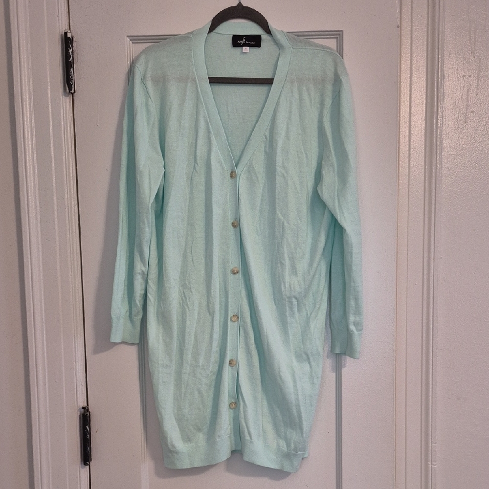 Soft Button Up V Neck Long Cardigan Cotton Cashmere